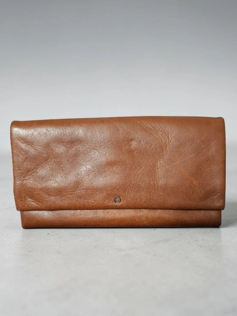 Wild West Leather Fold-Over Clutch Wallet - Brown